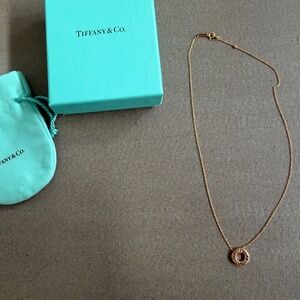 Tiffany & Co Diamond 18K Rose Gold Atlas Circle Pendant Necklace